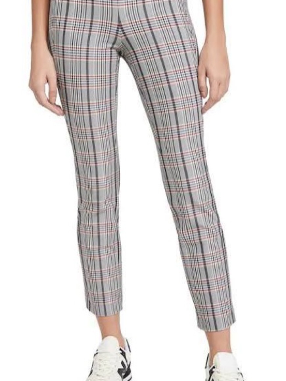 rag & bone Simone Grey Plaid Ankle Pants with Red Windowpane